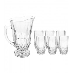 Jogo de Jarra 1,25 Litros Com 6 Copos 260ml Diamante